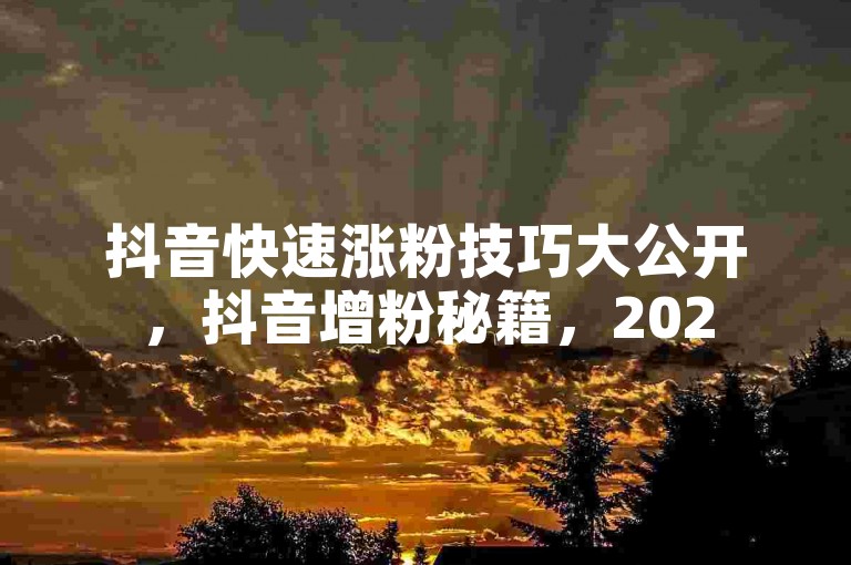 抖音快速涨粉技巧大公开，抖音增粉秘籍，2025年必备攻略！