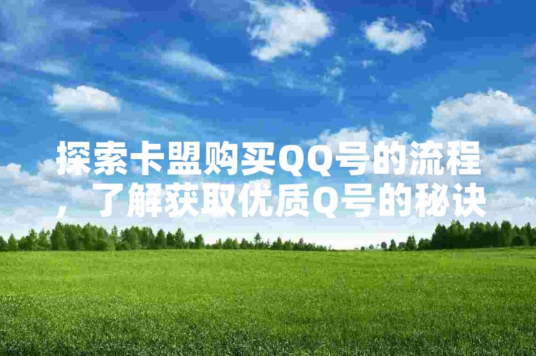 探索卡盟购买QQ号的流程，了解获取优质Q号的秘诀。