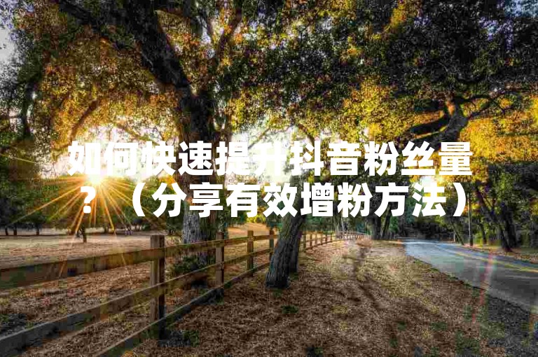 如何快速提升抖音粉丝量？（分享有效增粉方法）