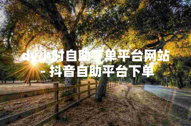 dy小时自助下单平台网站 - 抖音自助平台下单