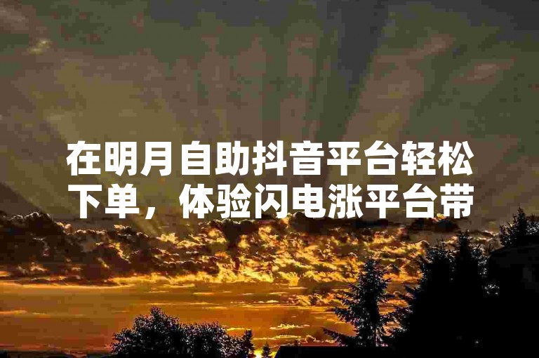 在明月自助抖音平台轻松下单，体验闪电涨平台带来的便捷服务。