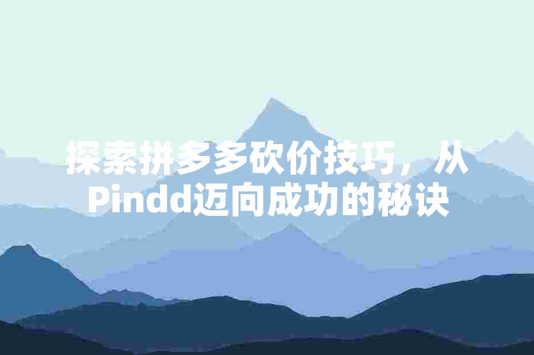 探索拼多多砍价技巧，从Pindd迈向成功的秘诀