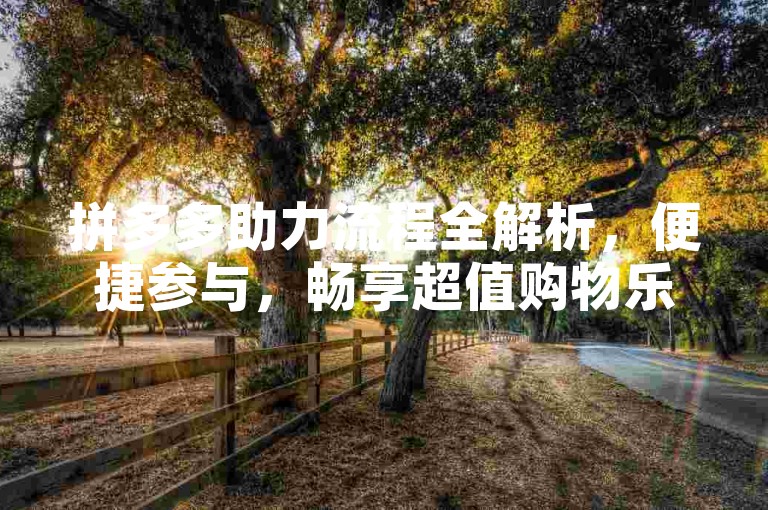 拼多多助力流程全解析，便捷参与，畅享超值购物乐趣。