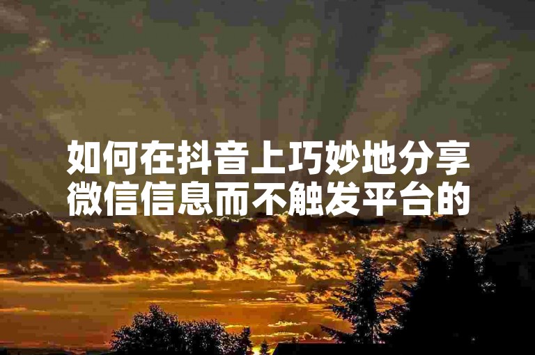 如何在抖音上巧妙地分享微信信息而不触发平台的惩罚机制。