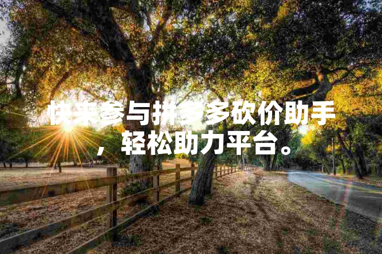 快来参与拼多多砍价助手，轻松助力平台。