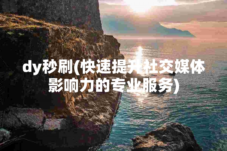 dy秒刷(快速提升社交媒体影响力的专业服务)