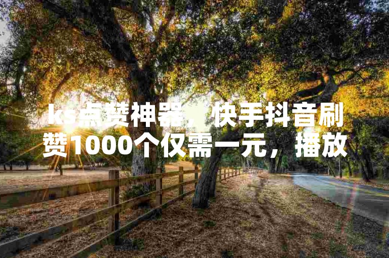 ks点赞神器，快手抖音刷赞1000个仅需一元，播放量500至1000次轻松达成，更有粉丝增长加速软件助力。
