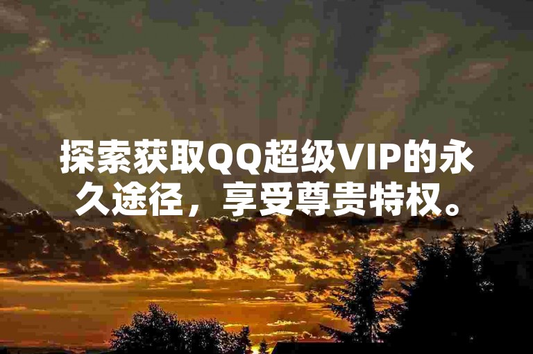 探索获取QQ超级VIP的永久途径，享受尊贵特权。