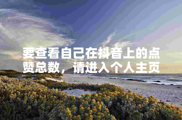 要查看自己在抖音上的点赞总数，请进入个人主页，点击我的页面，然后选择喜欢，这里会显示你点赞过的所有视频列表，并在旁边显示你的总点赞数。