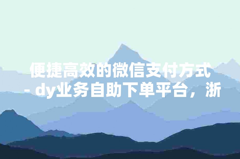 便捷高效的微信支付方式 - dy业务自助下单平台，浙江地区最佳选择。