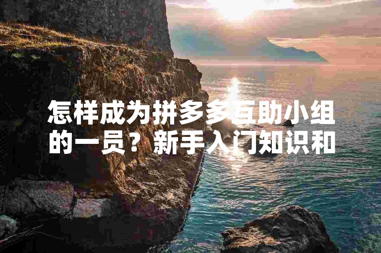 怎样成为拼多多互助小组的一员？新手入门知识和步骤详解。