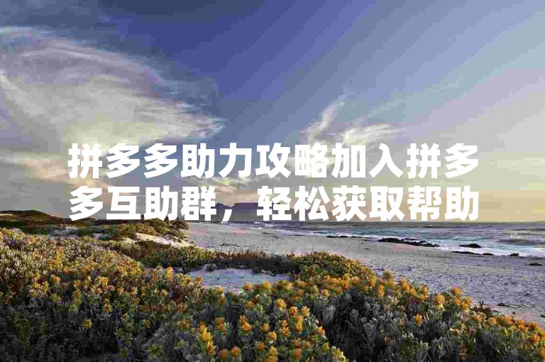 拼多多助力攻略加入拼多多互助群，轻松获取帮助。