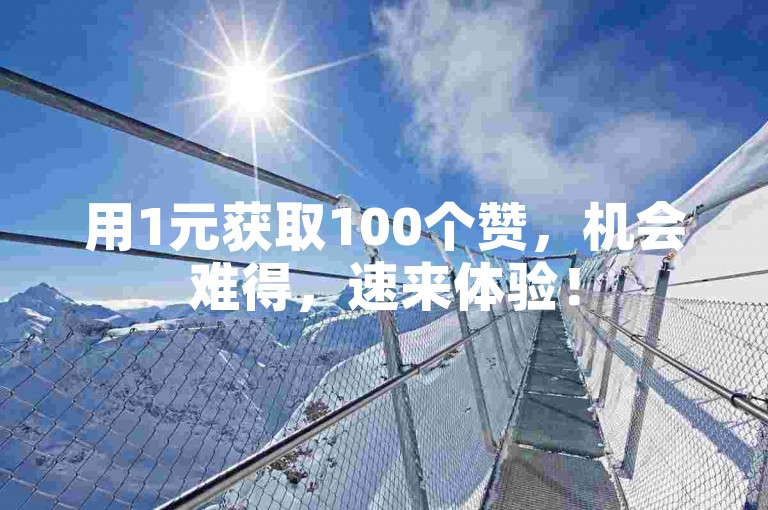 用1元获取100个赞，机会难得，速来体验！