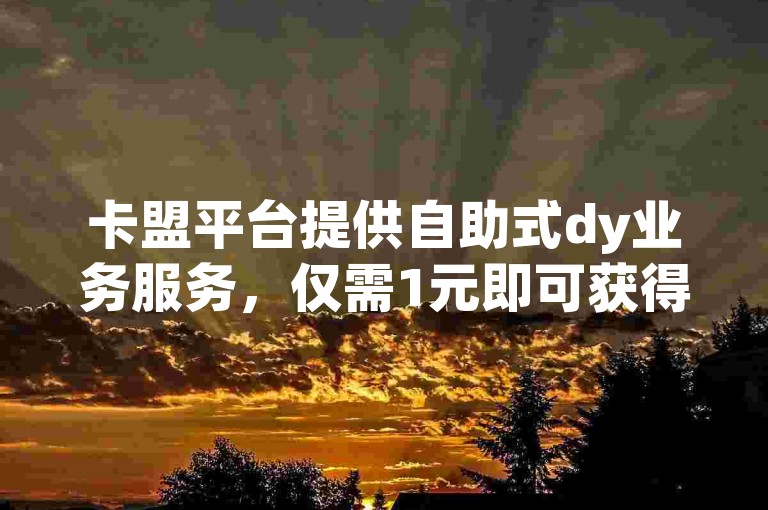 卡盟平台提供自助式dy业务服务，仅需1元即可获得1000粉丝的增长。