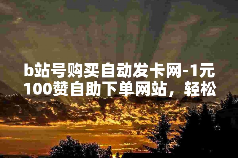b站号购买自动发卡网-1元100赞自助下单网站，轻松获取点赞和关注。