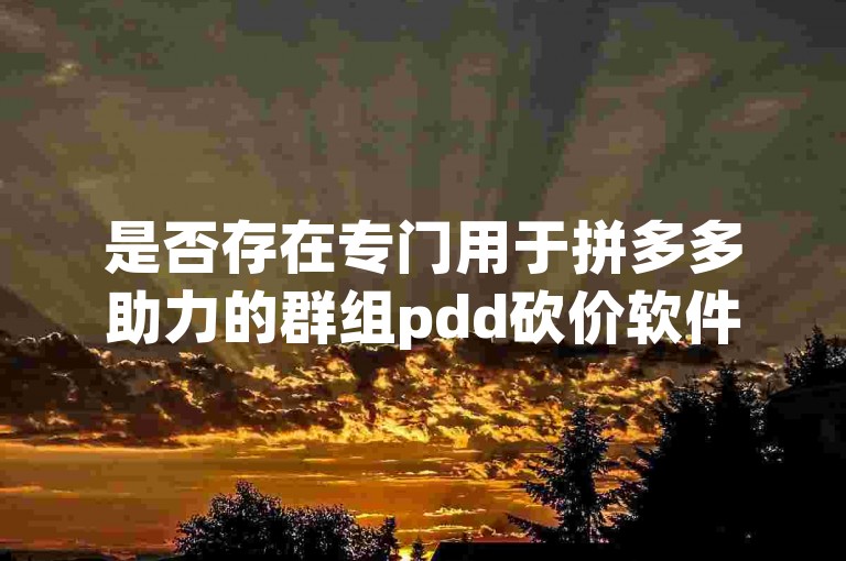是否存在专门用于拼多多助力的群组pdd砍价软件？