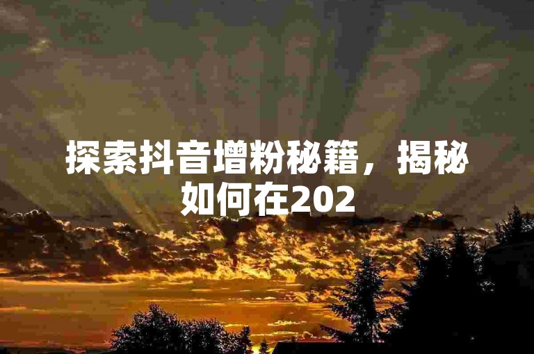 探索抖音增粉秘籍，揭秘如何在2025年迅速提升你的抖音粉丝量！