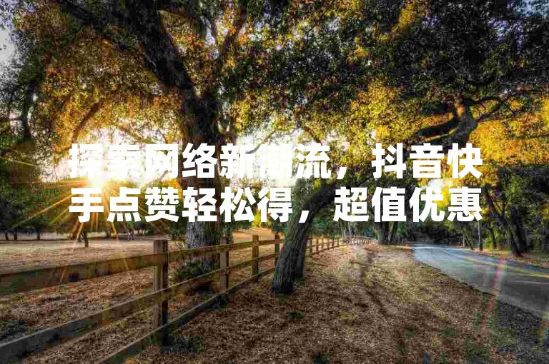 探索网络新潮流，抖音快手点赞轻松得，超值优惠等你来发现。