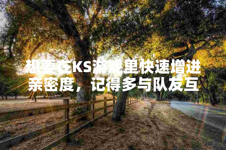 想要在KS游戏里快速增进亲密度，记得多与队友互动、共同参与游戏活动。