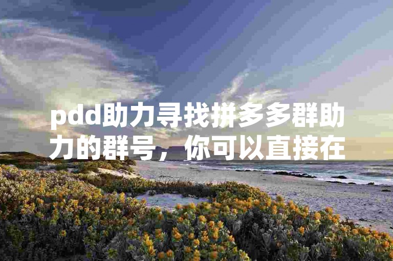 pdd助力寻找拼多多群助力的群号，你可以直接在社交平台搜索相关关键词，或者向朋友询问已有的群组。