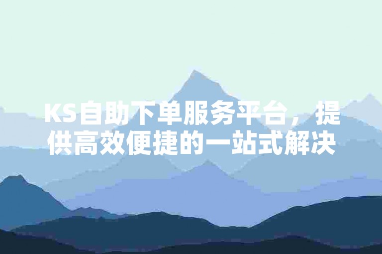 KS自助下单服务平台，提供高效便捷的一站式解决方案！