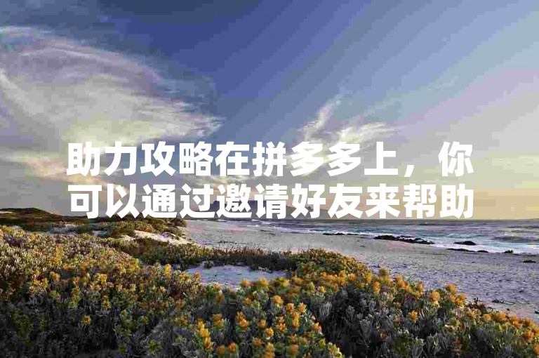 助力攻略在拼多多上，你可以通过邀请好友来帮助你完成提现流程。