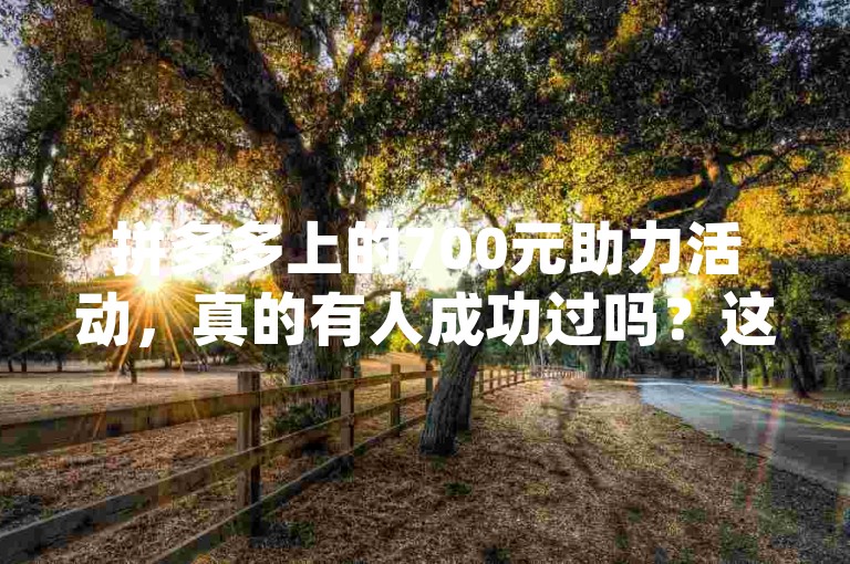 拼多多上的700元助力活动，真的有人成功过吗？这是否可信呢？{pdd帮助力}