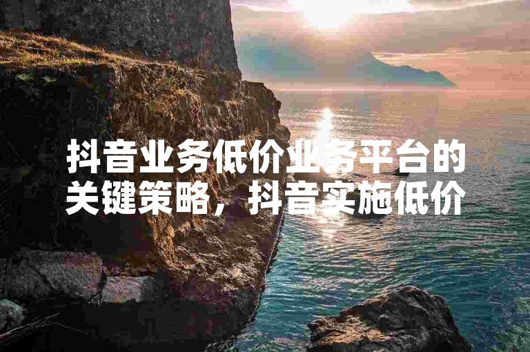 抖音业务低价业务平台的关键策略，抖音实施低价业务平台以优化用户满意度！新手必看！