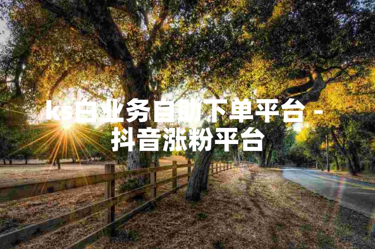 ks白业务自助下单平台 - 抖音涨粉平台