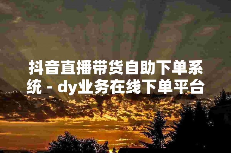 抖音直播带货自助下单系统 - dy业务在线下单平台丰