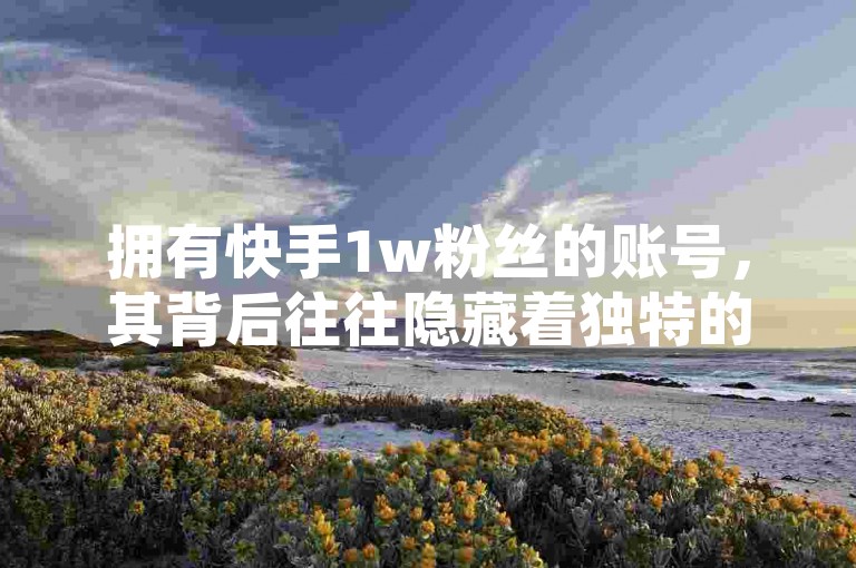 拥有快手1w粉丝的账号，其背后往往隐藏着独特的运营策略与内容魅力，这些秘诀助力账号在众多创作者中脱颖而出，迅速积累起庞大的粉丝群体。