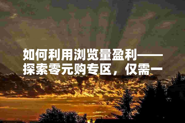 如何利用浏览量盈利——探索零元购专区，仅需一毛钱起步。