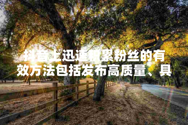 抖音上迅速积累粉丝的有效方法包括发布高质量、具有创意的内容，并利用热门话题和标签来增加曝光度。