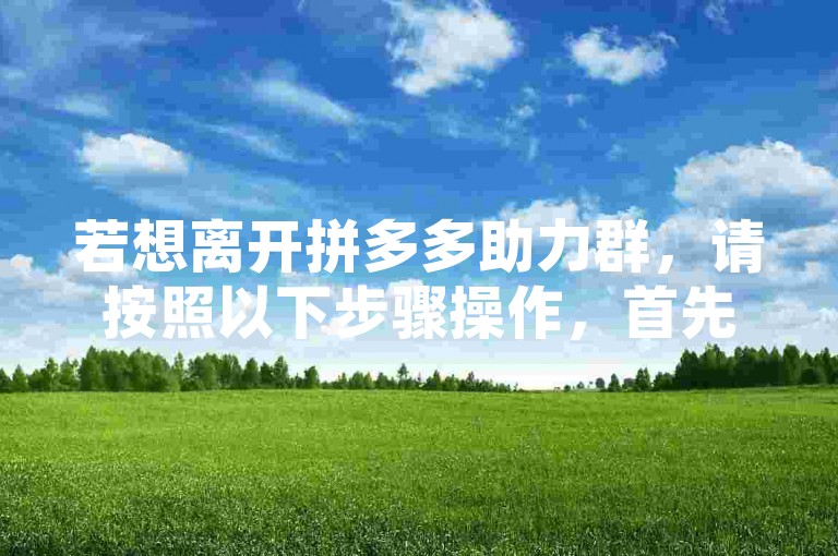 若想离开拼多多助力群，请按照以下步骤操作，首先打开群聊界面，点击右上角的群设置选项，然后在弹出的菜单中选择退出群聊，确认后即可成功退出该群组。