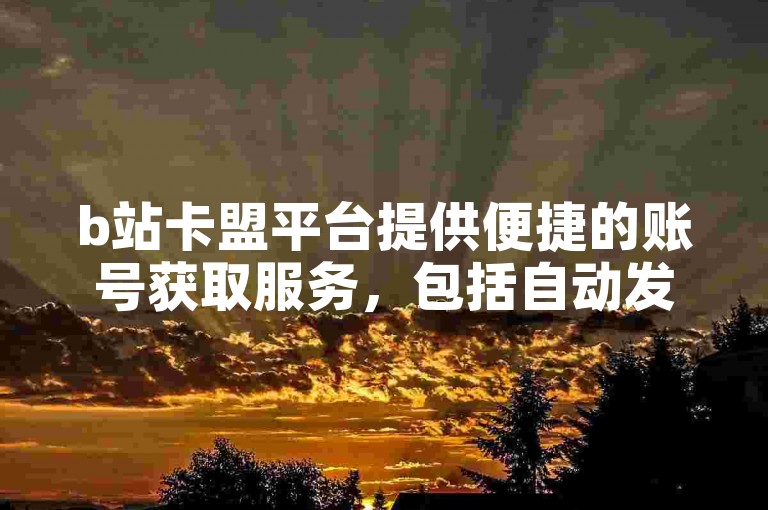 b站卡盟平台提供便捷的账号获取服务，包括自动发卡功能。