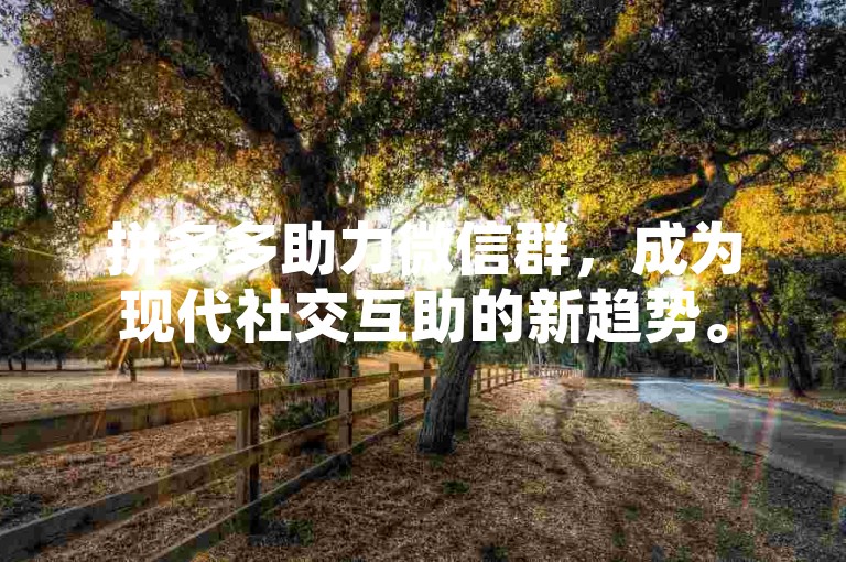 拼多多助力微信群，成为现代社交互助的新趋势。