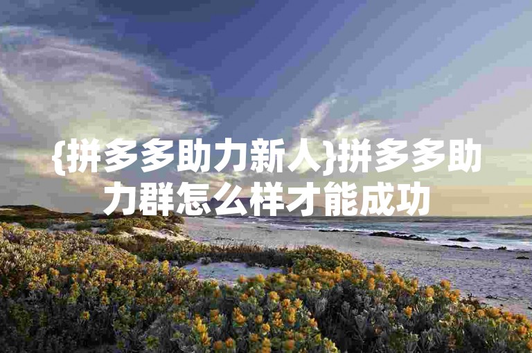 {拼多多助力新人}拼多多助力群怎么样才能成功
